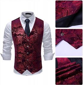 img 2 attached to Cloudstyle Men'S Slim Fit Print Dress Vest: Ideal For Formal Occasions