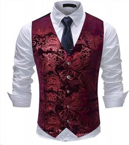 img 4 attached to Cloudstyle Men'S Slim Fit Print Dress Vest: Ideal For Formal Occasions
