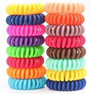 colorful bulk spiral hair ties set of 50 - matte finish no crease coil hair ties ideal for girls, women - phone cord ponytail holders in candy colors - small size logo