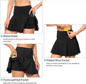 img 3 attached to Спортивные теннисные юбки с высокой талией и 3 карманами для женщин - идеальные плиссированные шорты для гольфа для бега, тренировок и повседневной одежды