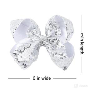 img 2 attached to 🎀 AMYDECOR Silver Glitter Sequin Hair Bows for Girls - 6 Inch, Set of 2