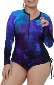 img 4 attached to Stylish And Secure: Plus-Size Zip-Front Tankini Rashguard Top For Women