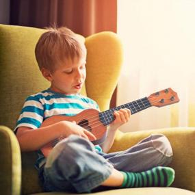 img 1 attached to Коричневая классическая гитара укулеле Музыкальный инструмент для детей - YEZI Toy