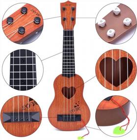 img 2 attached to Коричневая классическая гитара укулеле Музыкальный инструмент для детей - YEZI Toy