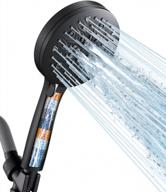 high pressure 5.11" cobbe 8 spray mode handheld shower head set with hard water filter - matte black logo