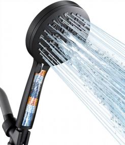 img 4 attached to High Pressure 5.11" Cobbe 8 Spray Mode Handheld Shower Head Set With Hard Water Filter - Matte Black