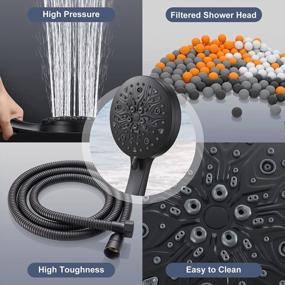 img 1 attached to High Pressure 5.11" Cobbe 8 Spray Mode Handheld Shower Head Set With Hard Water Filter - Matte Black