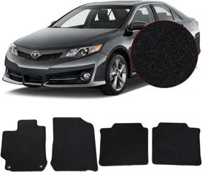 img 3 attached to 🚗 Black Nylon Front Rear Floor Mats for 2012-2017 Toyota Camry Interior - Protective Carpets 4PC Set by IKON MOTORSPORTS (2013-2016 Compatible)