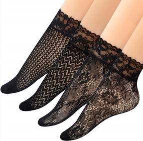 img 3 attached to Stylish And Sexy: Epeius Lace Fishnet Ankle Socks For Women