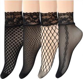 img 2 attached to Stylish And Sexy: Epeius Lace Fishnet Ankle Socks For Women