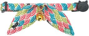 img 2 attached to PetSoKoo Cute Bunny Ears Bow Cat Collar: Shibainu Cloud Pattern, Lucky Charm with Bell, Breakaway Design, Lightweight & Soft for Girl Boy Cats