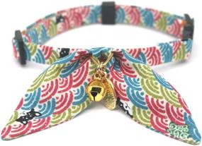 img 1 attached to PetSoKoo Cute Bunny Ears Bow Cat Collar: Shibainu Cloud Pattern, Lucky Charm with Bell, Breakaway Design, Lightweight & Soft for Girl Boy Cats