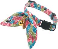 petsokoo cute bunny ears bow cat collar: shibainu cloud pattern, lucky charm with bell, breakaway design, lightweight & soft for girl boy cats logo