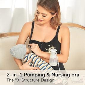 img 3 attached to Momcozy Pumping Bra, Enhanced Velcro Back Zipper Adjustable Breast-Pumps Holder with Added Support 🤱 for Plus Sizes, Dual-Function Pumping and Nursing Bra - Suitable for Sizes 32C-58DDD in Elegant Black