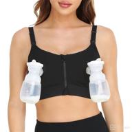 momcozy pumping bra, enhanced velcro back zipper adjustable breast-pumps holder with added support 🤱 for plus sizes, dual-function pumping and nursing bra - suitable for sizes 32c-58ddd in elegant black logo