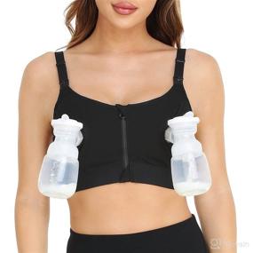 img 4 attached to Momcozy Pumping Bra, Enhanced Velcro Back Zipper Adjustable Breast-Pumps Holder with Added Support 🤱 for Plus Sizes, Dual-Function Pumping and Nursing Bra - Suitable for Sizes 32C-58DDD in Elegant Black