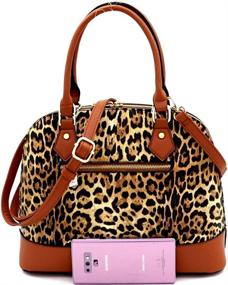 img 1 attached to 👜 Stylish Leopard Ostrich Leather Satchel Handbag: Women's Handbags & Wallets - Must-Have Satchels