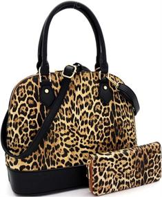 img 4 attached to 👜 Stylish Leopard Ostrich Leather Satchel Handbag: Women's Handbags & Wallets - Must-Have Satchels