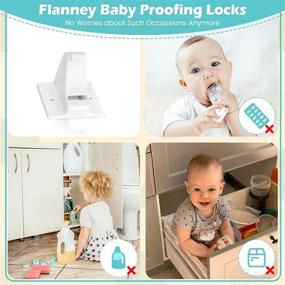 img 1 attached to 🔒 Magnetic Cabinet Locks for Babies 12 Pack - Flanney Adhesive Baby Proofing Locks for Cabinets, Drawers & Cupboards - Easy, Drill-Free Installation - Child Safety Locks (12 Locks + 2 Keys)