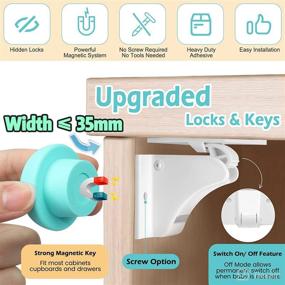img 3 attached to 🔒 Magnetic Cabinet Locks for Babies 12 Pack - Flanney Adhesive Baby Proofing Locks for Cabinets, Drawers & Cupboards - Easy, Drill-Free Installation - Child Safety Locks (12 Locks + 2 Keys)