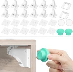 img 4 attached to 🔒 Magnetic Cabinet Locks for Babies 12 Pack - Flanney Adhesive Baby Proofing Locks for Cabinets, Drawers & Cupboards - Easy, Drill-Free Installation - Child Safety Locks (12 Locks + 2 Keys)