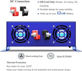 img 3 attached to 🔌 XYZ INVT 2000W Pure Sine Wave Inverter - Solar Power Converter Off Grid, 12V DC to AC 120V with 15ft Remote Controller, Surge Power 4000w (2000W 12V/Remote)