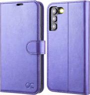 secure & stylish wallet phone case for galaxy s22 5g - ocase pu leather flip folio cover with rfid blocking and kickstand - shockproof tpu inner shell - purple logo