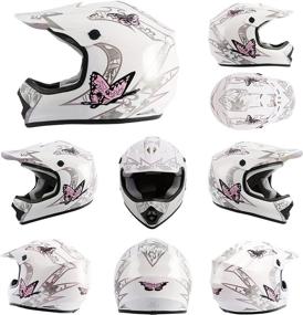 img 3 attached to 🦋 TCMT Pink Butterfly Youth & Kids Motocross Offroad Street Helmet - Motorcycle Youth Helmet Dirt Bike Motocross ATV Helmet+Goggles+Gloves S