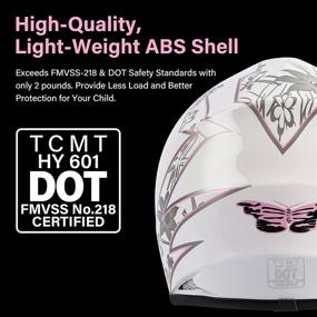 img 1 attached to 🦋 TCMT Pink Butterfly Youth & Kids Motocross Offroad Street Helmet - Motorcycle Youth Helmet Dirt Bike Motocross ATV Helmet+Goggles+Gloves S