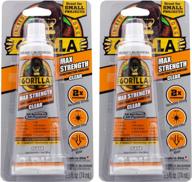 2-pack gorilla max strength clear construction adhesive: 2.5 oz squeeze tubes for strong, crystal-clear bonds logo