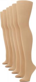 img 2 attached to Plus Size Women'S Pantyhose W/ Reinforced Toe & Panty - 6 Pack (2 Pairs Each) | Nude Color
