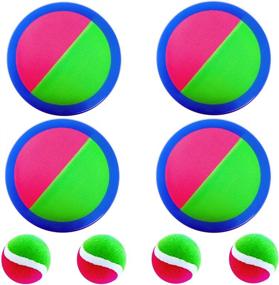 img 4 attached to AppleRound Hook And Loop Toss And Catch Ball Set For Kids Outdoor Games, Beach Toys, Backyard Sports, Paddle Ball Games - Party Gifts For Boys & Girls.
