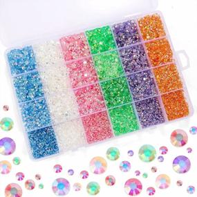 img 4 attached to Nibiru 28800Pcs Resin Flatback Rhinestones Kit, Jelly Rhinestones Mixed Color Round Shape For Nail Crafts Tumbler Non-Hotfix 2Mm, 3Mm, 4Mm, 5Mm