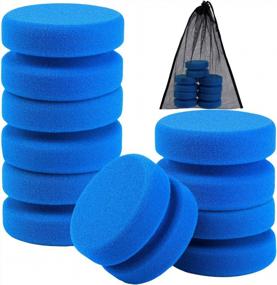 img 4 attached to Aodaer Sponge Applicator Set - 6 Pack, Blue Detail Sponges For Art, Crafts And Car Waxing With Mesh Storage Bag