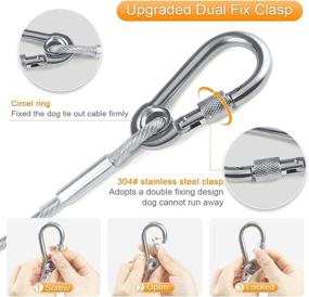 img 3 attached to 🐶 High-Quality Reflective Dog Tie Out Cable for Dogs Up to 250/125lbs - Tresbro Steel Wire Leash with Stainless Dual Fix Buckle - Durable Outdoor Dog Chains for Yard, Camping, and More!