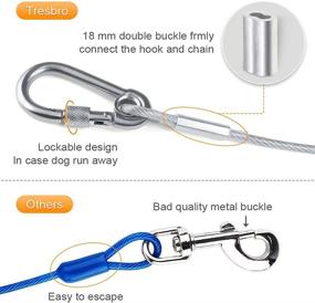 img 1 attached to 🐶 High-Quality Reflective Dog Tie Out Cable for Dogs Up to 250/125lbs - Tresbro Steel Wire Leash with Stainless Dual Fix Buckle - Durable Outdoor Dog Chains for Yard, Camping, and More!