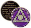 prideful purple: celebrate 4 years of sobriety with triplate aa recovery coin logo
