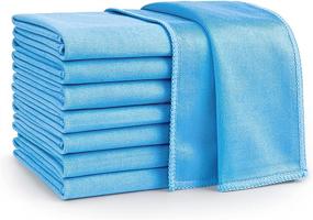 img 4 attached to AIDEA Microfiber Glass Cleaning Cloths-8PK, Lint Free Streak Free, Rapidly Clean Windows, Glass, Mirrors, Windshields, Stainless Steel, Blue-14”×16”
