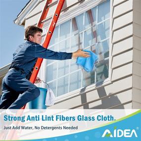 img 3 attached to AIDEA Microfiber Glass Cleaning Cloths-8PK, Lint Free Streak Free, Rapidly Clean Windows, Glass, Mirrors, Windshields, Stainless Steel, Blue-14”×16”