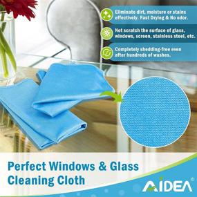 img 2 attached to AIDEA Microfiber Glass Cleaning Cloths-8PK, Lint Free Streak Free, Rapidly Clean Windows, Glass, Mirrors, Windshields, Stainless Steel, Blue-14”×16”