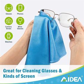 img 1 attached to AIDEA Microfiber Glass Cleaning Cloths-8PK, Lint Free Streak Free, Rapidly Clean Windows, Glass, Mirrors, Windshields, Stainless Steel, Blue-14”×16”