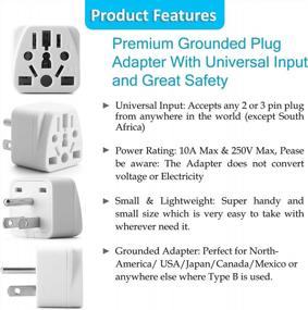img 1 attached to Universal Travel Adapter: Convert EU/UK/AU/In/CN/JP/Asia/Italy/Brazil To USA Type B With Unidapt Grounded Wall Plug And Power Outlet Charger