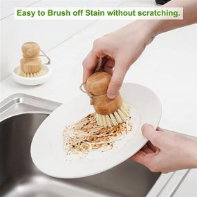 img 3 attached to 🌿 SUBEKYU Bamboo Dish Scrub Brush: Natural Wooden Washing Dish Brush with Sisal Bristles for Effective Household Cleaning of Pots, Pans, and Vegetables