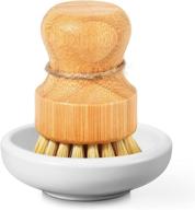 🌿 subekyu bamboo dish scrub brush: natural wooden washing dish brush with sisal bristles for effective household cleaning of pots, pans, and vegetables logo