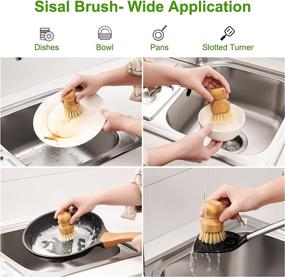 img 2 attached to 🌿 SUBEKYU Bamboo Dish Scrub Brush: Natural Wooden Washing Dish Brush with Sisal Bristles for Effective Household Cleaning of Pots, Pans, and Vegetables