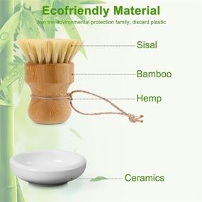 img 1 attached to 🌿 SUBEKYU Bamboo Dish Scrub Brush: Natural Wooden Washing Dish Brush with Sisal Bristles for Effective Household Cleaning of Pots, Pans, and Vegetables