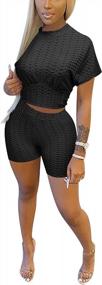 img 2 attached to Women'S Tummy Control Crop Top And High Waist Bodycon Pant Two-Piece Workout Set With Short Sleeves
