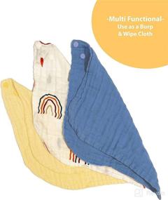 img 3 attached to Gender Neutral Muslin Cotton Baby Bandana Bibs Burp Cloth 3 Pack - Adjustable Snap, Ideal for Drooling & Teething, Newborn Essentials for Boys and Girls