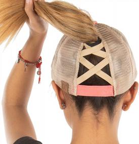 img 4 attached to Women'S Funky Junque Criss Cross Baseball Cap For Messy Bun And Ponytail