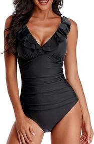 img 4 attached to Holipick Control Swimsuit Ruffled Bathing Women's Clothing ~ Swimsuits & Cover Ups